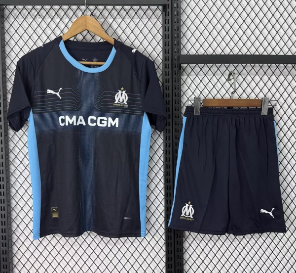 25-26 Marseille Away Kids Soccer Jersey