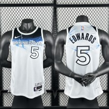 24-25 Timberwolves EDWARDS #5 White City Edition Top Quality Hot Pressing NBA Jersey