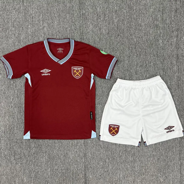 25-26 West Ham Home Kids Soccer Jersey