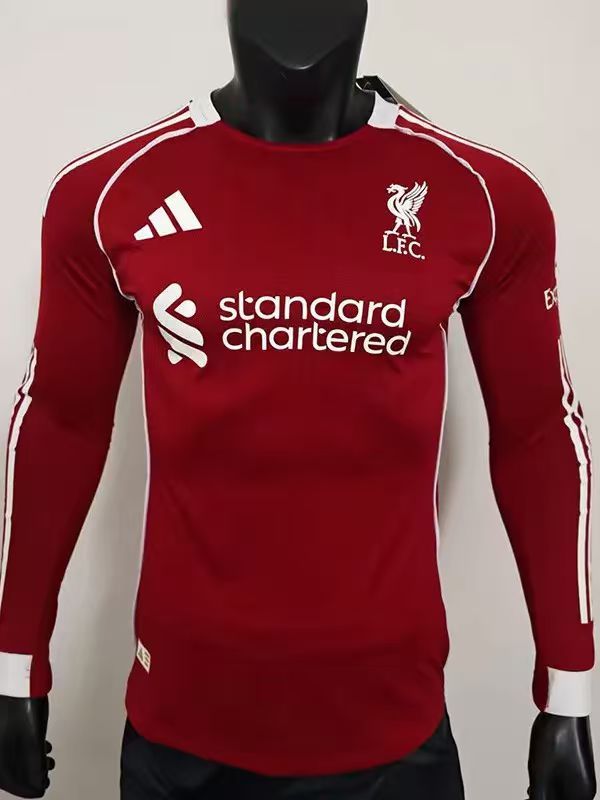25-26 LIV Home Long Sleeve Player Version Soccer Jersey