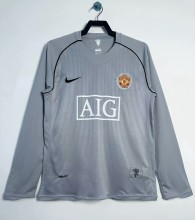 2007-2008 Man Utd Goalkeeper Long Sleeve Retro Soccer Jersey