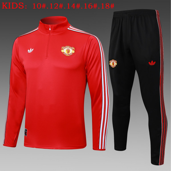 25-26 Man Utd High Quality Kids Half Pull Tracksuit