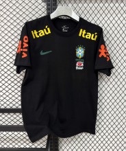 26-27 Brazil Black High Quality Pure Cotton Casual T-Shirt