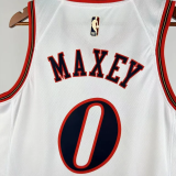 25-26 76ERS MAXEY #0 White Top Quality Hot Pressing NBA Jersey (V领)
