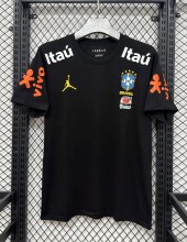 26-27 Brazil Black High Quality Pure Cotton Casual T-Shirt