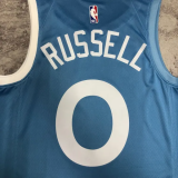 2019-20 Timberwolves RUSSELL #0 Sky Blue Retro Top Quality Hot Pressing NBA Jersey