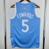 TIMBERWOLVES EDWARDS #5 Azure Top Quality Hot Pressing NBA Jersey