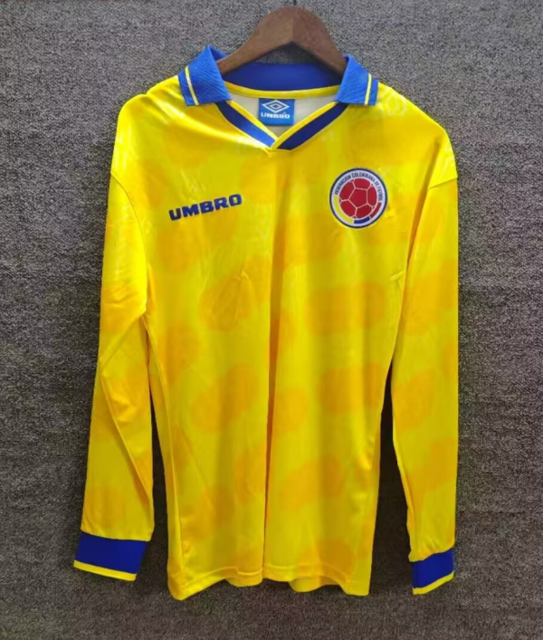 1994 Colombia Home Long Sleeve Retro Soccer Jersey