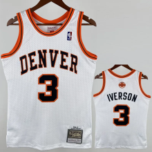 2006-07 Nuggets IVERSON #3 White Retro Top Quality Hot Pressing NBA Jersey