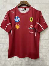 2025 F1 Ferrari New Pattern Short Sleeve Racing Suit (圆领，领口是红色)