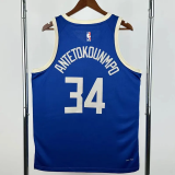 24-25 BUCKS ANTETOKOUNMPO #34 Blue City Edition Top Quality Hot Pressing NBA Jersey(V领)