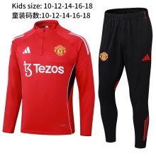 25-26 Man Utd High Quality Kids Half Pull Tracksuit