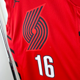 22-23 TRAIL BLAZERS YANG #16 Red Top Quality Hot Pressing NBA Jersey (Trapeze Edition)飞人版