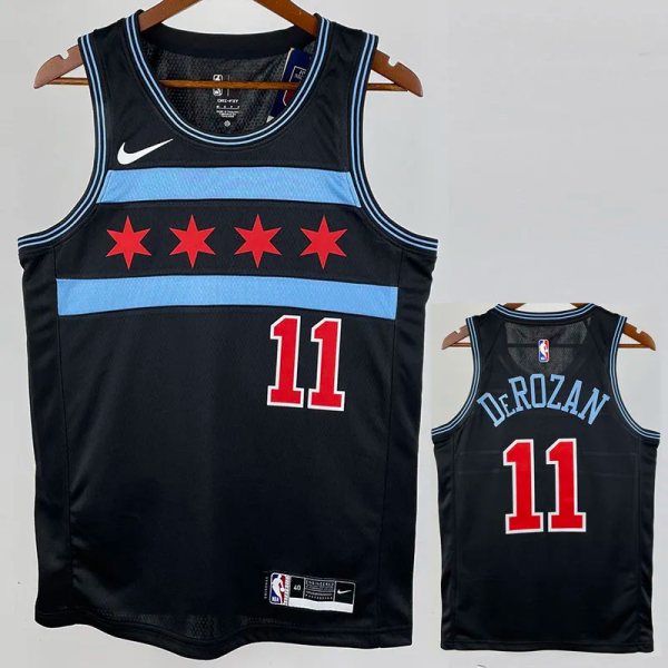 2019 BULLS DEROZAN #11 Black City Edition Top Quality Hot Pressing NBA Retro Jersey