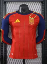 2026 World Cup Spain Home Long Sleeve Player Version Soccer Jersey (With 2 Star)*两颗星*长袖球员