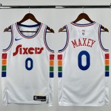 24-25 76ERS MAXEY #0 White City Edition Top Quality Hot Pressing NBA Jersey