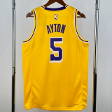 22-23 Lakers AYTON #5 Yellow Top Quality Hot Pressing NBA Jersey(圆领)