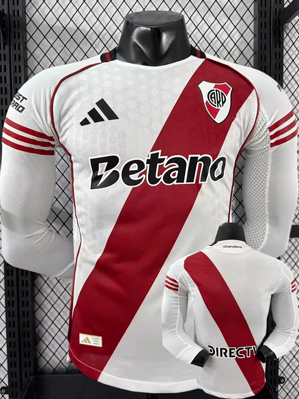 25-26 River Plate Home Long Sleeve Player Version Soccer Jersey (长袖球员) 1:1 Thai Quality
