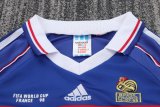 1998 France Home Long sleeves Retro Kids Soccer Jersey