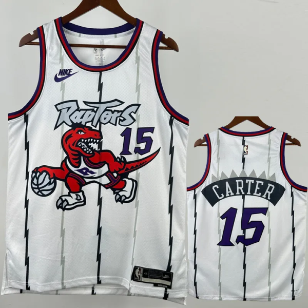 25-26 Raptors CARTER #15 White Retro Top Quality Hot Pressing NBA Jersey
