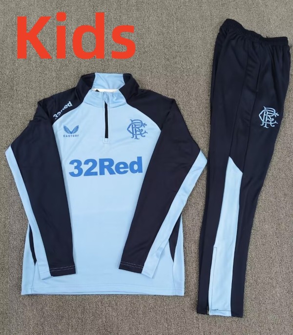25-26 Rangers High Quality Kids Half Pull Tracksuit