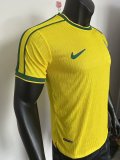 1998 Brazil Yellow Player Version Retro Soccer Jersey