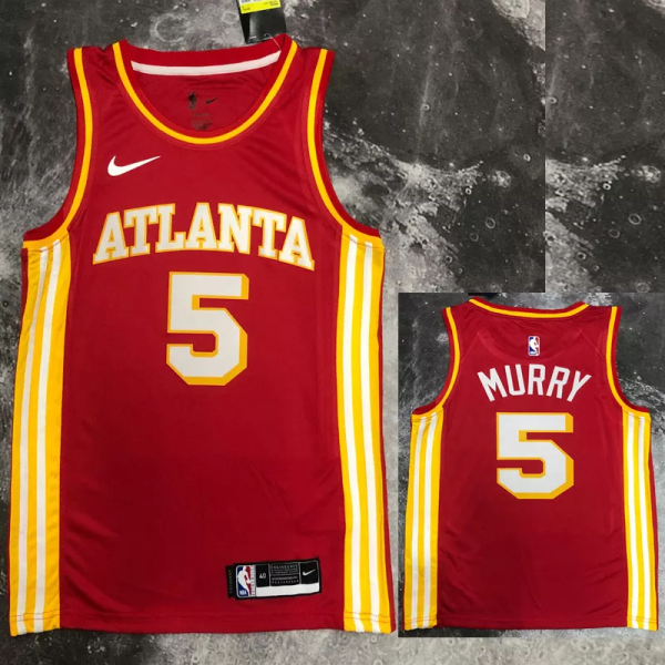 HAWKS MURRY #5 Red Top Quality Hot Pressing NBA Jersey (Trapeze Edition)