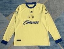 26-27 Club America Yellow 110th Anniversary Edition Long Sleeve Fans Soccer Jersey (长袖)*带广告
