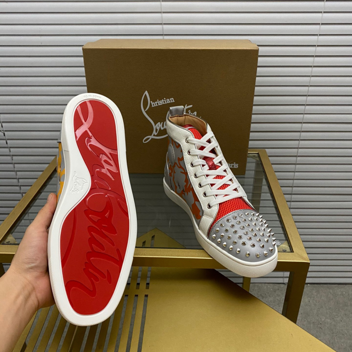 Christian Louboutin Lou Spikes High-Top Sneaker Size 36-46  9-Color