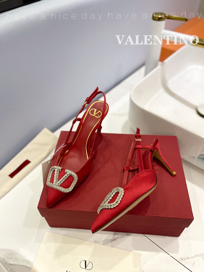 Valentino Vlogo Signature Satin Slingback Pumps Size 35-41 6-Color