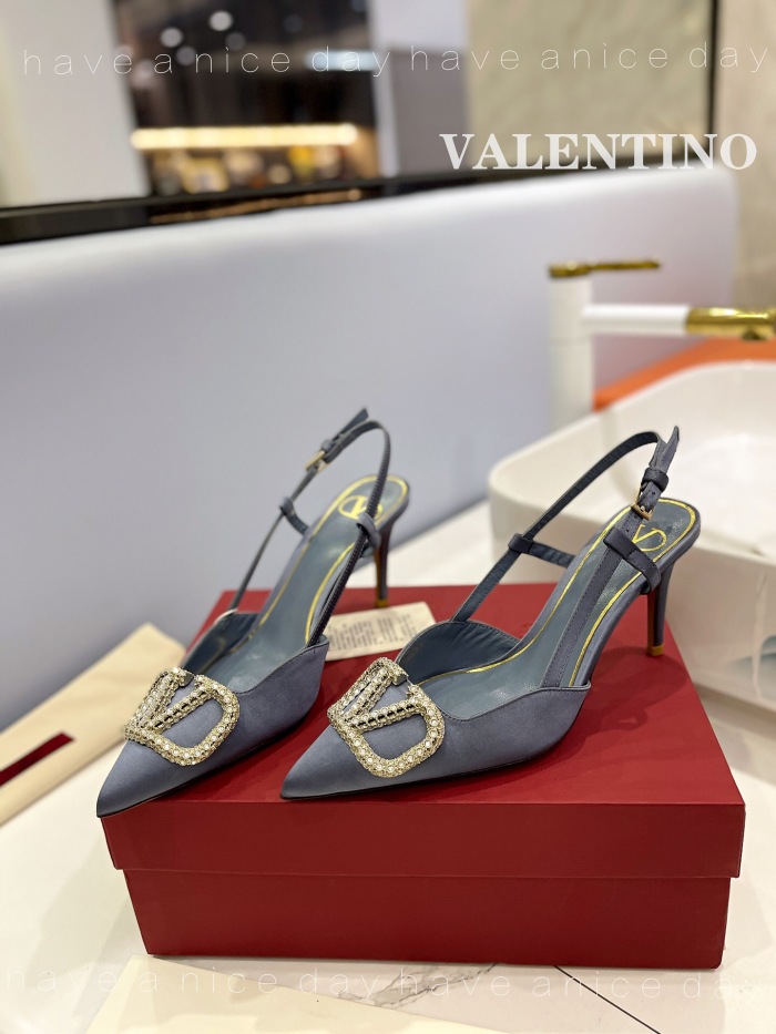 Valentino Vlogo Signature Satin Slingback Pumps Size 35-41 6-Color