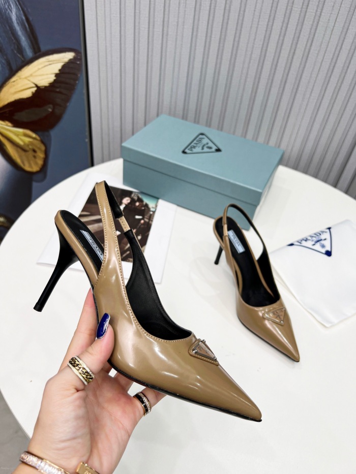 Prada Brushed Leather Slingback Pumps Size 35-41 8-Color