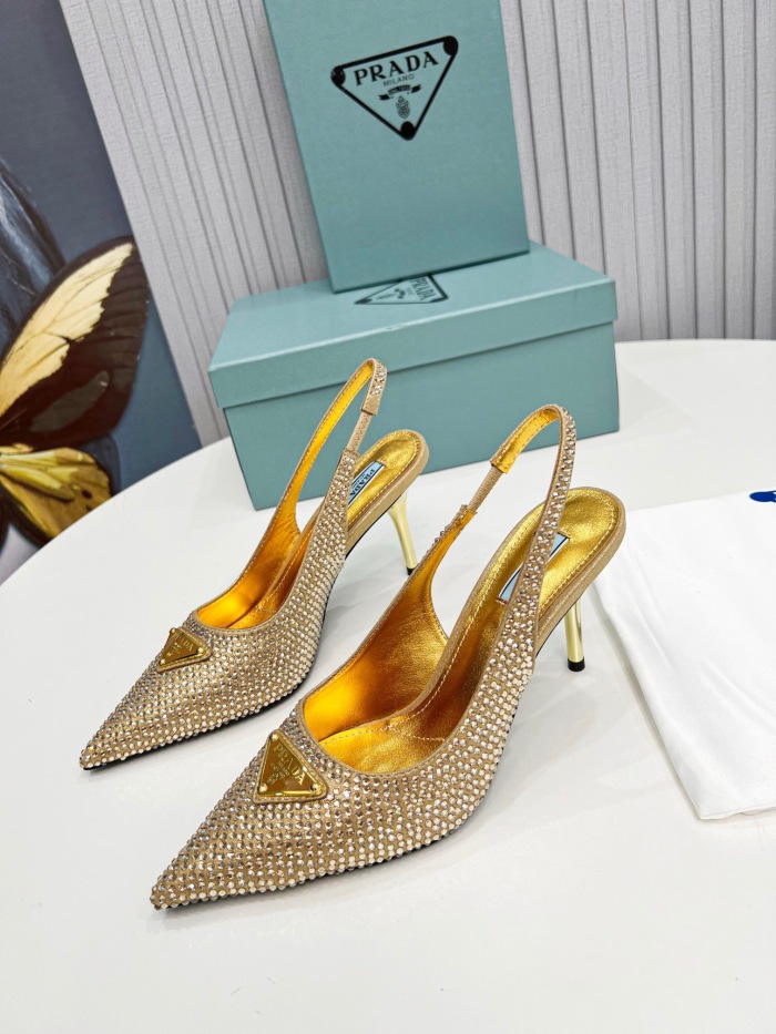 Prada Brushed Leather Slingback Pumps Size 35-41 3-Color