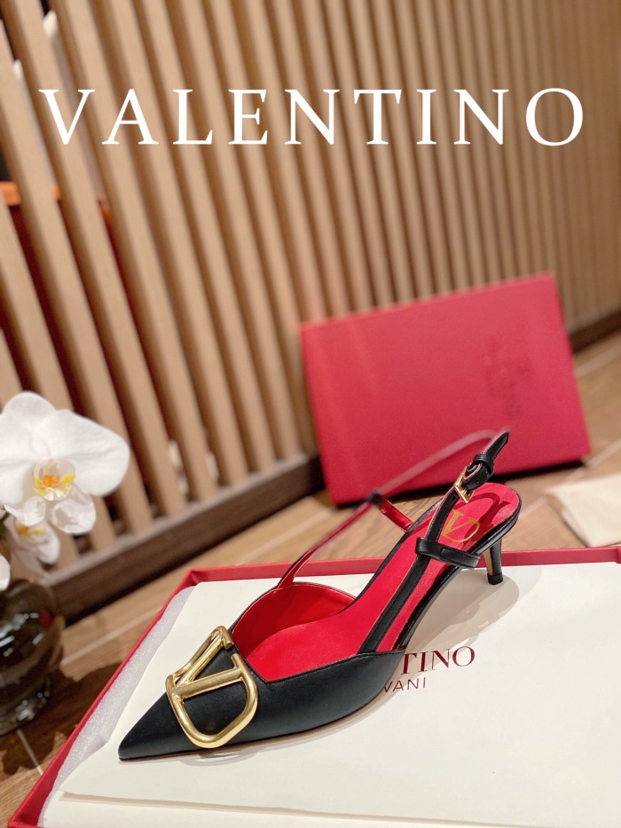 Valentino Vlogo Signature Calfskin Slingback Pumps Size 35-41 4-Color