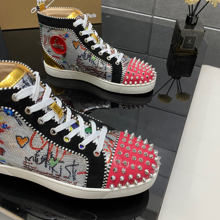 Christian Louboutin Lou Spikes High-Top Sneaker Size 36-46  10-Color