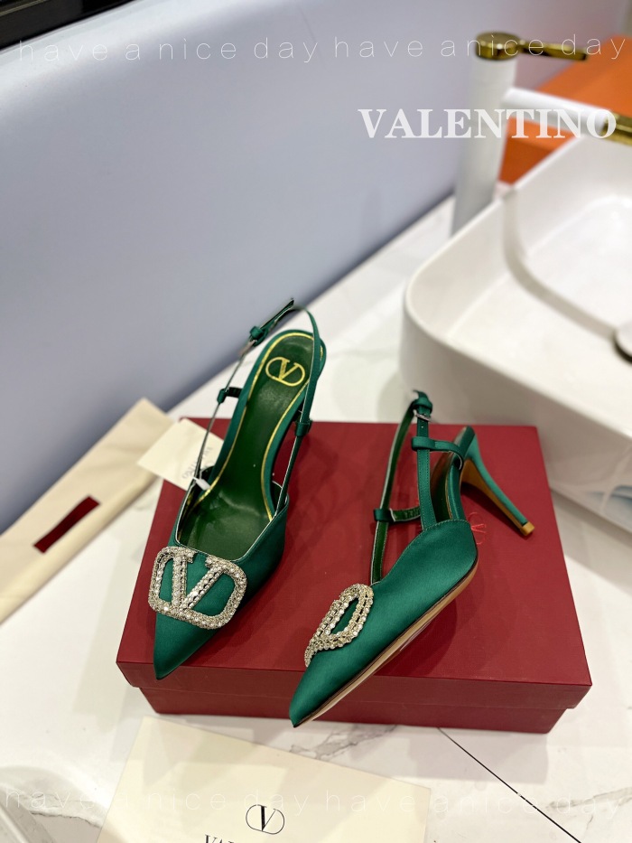 Valentino Vlogo Signature Satin Slingback Pumps Size 35-41 6-Color