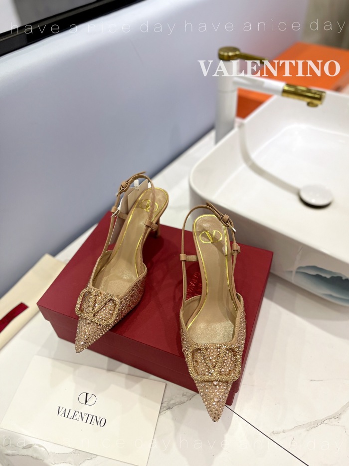 Valentino Vlogo Signature Satin Slingback Pumps Size 35-41 3-Color