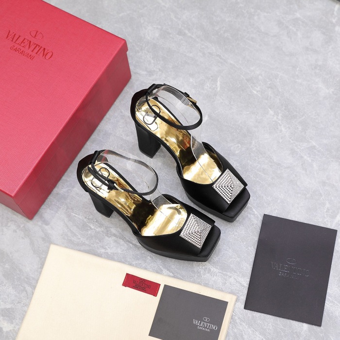 Valentino One Stud Open-Toe Satin Platform Pumps Size 35-41 3-Color