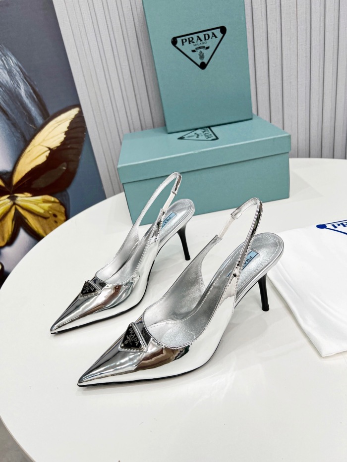Prada Brushed Leather Slingback Pumps Size 35-41 8-Color