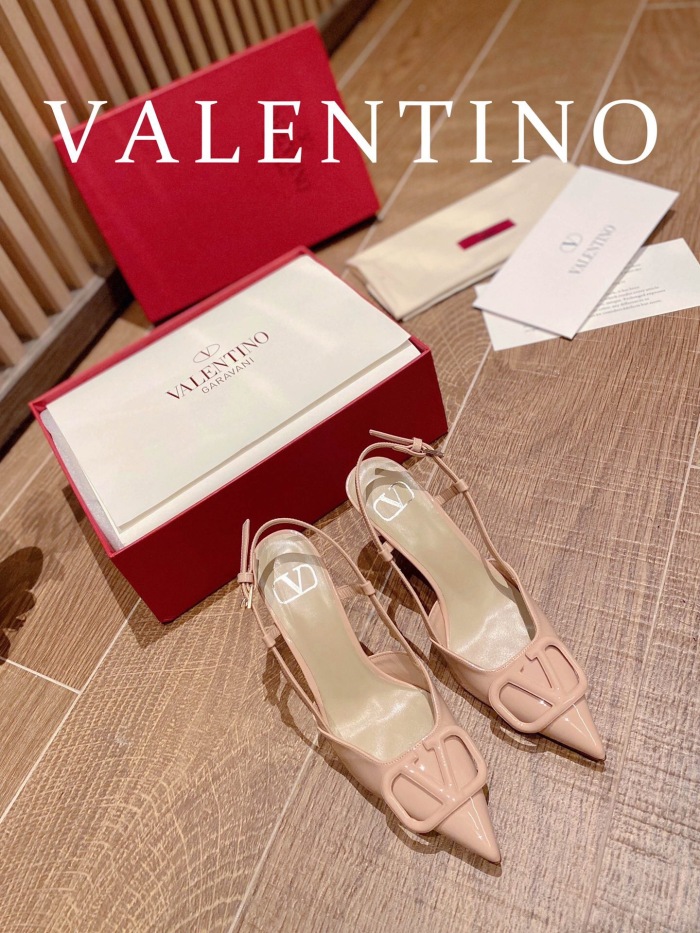Valentino Vlogo Signature Patent Leather Slingback Pumps Size 35-41 4-Color