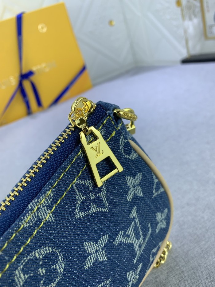Louis Vuitton M82960 Mini Pochette  Accessorie Monogram Denim Cowboy Shoulder Bags Size 4.5*9.5*4cm