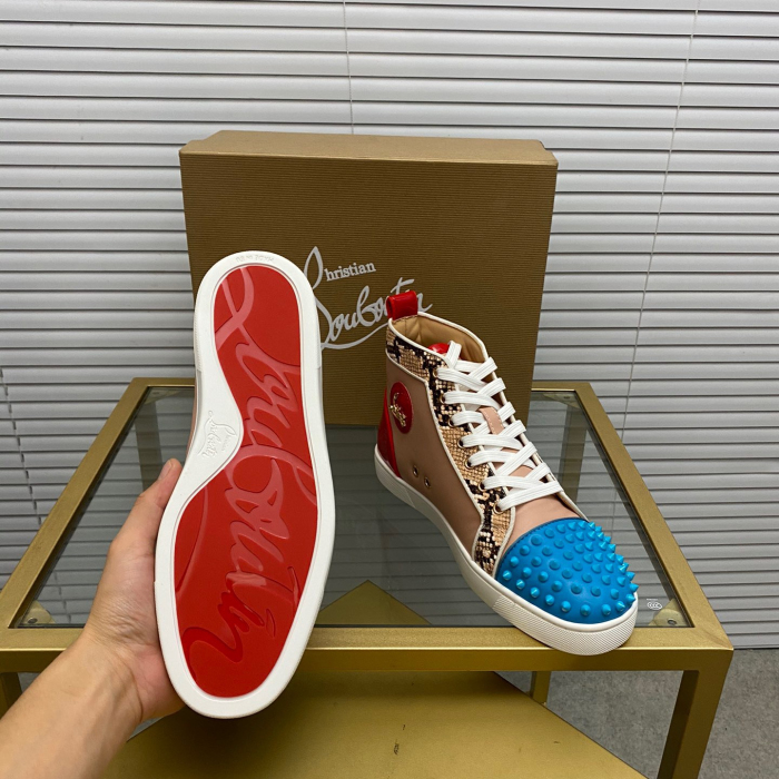 Christian Louboutin Lou Spikes High-Top Sneaker Size 36-46  9-Color