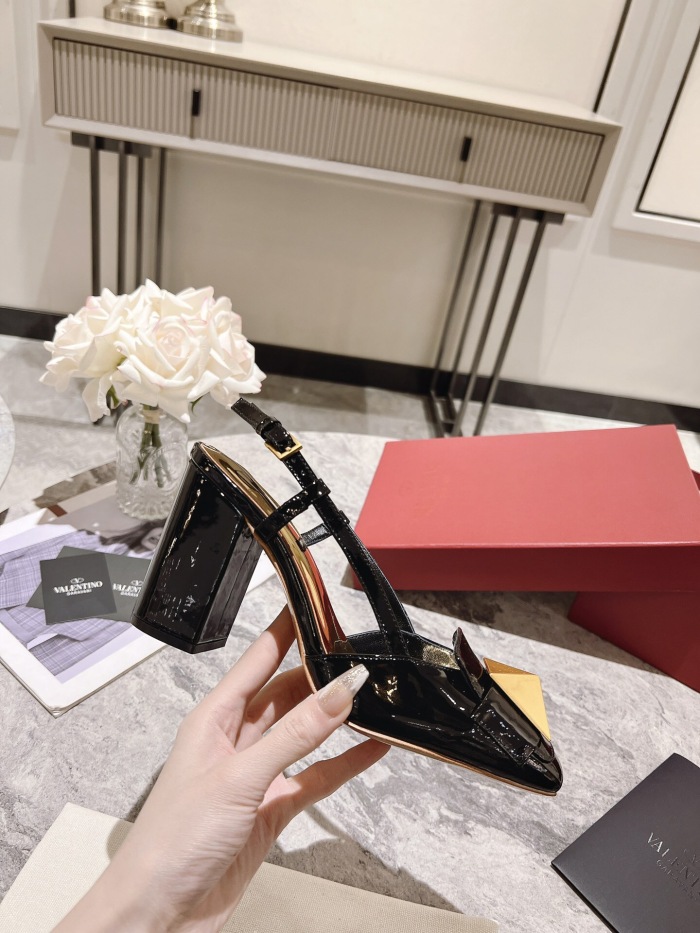 Valentino One Stud Patent Leather Slingback Pumps Size 35-41 4-Color