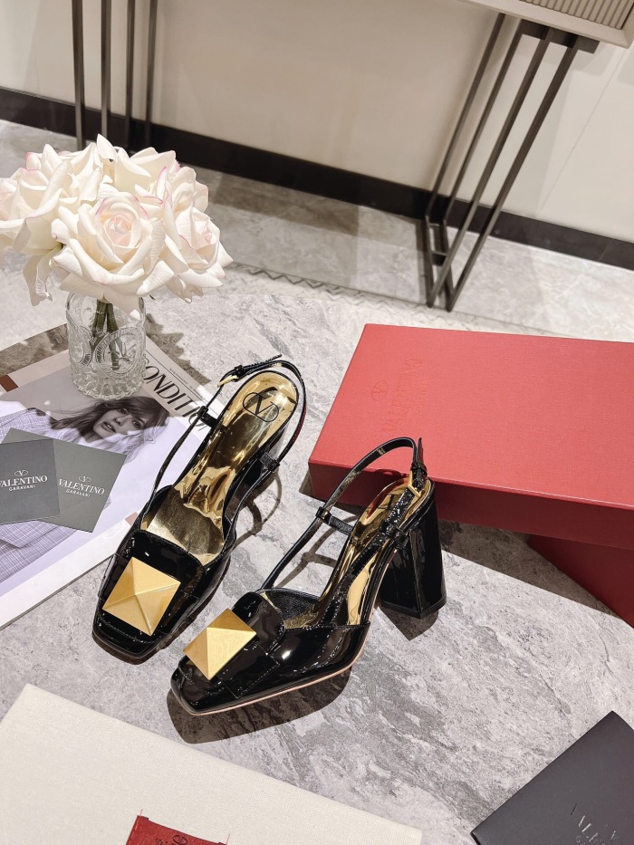 Valentino One Stud Patent Leather Slingback Pumps Size 35-41 4-Color