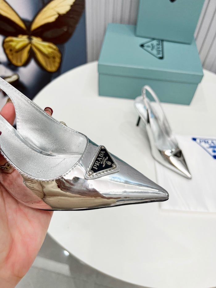 Prada Brushed Leather Slingback Pumps Size 35-41 8-Color