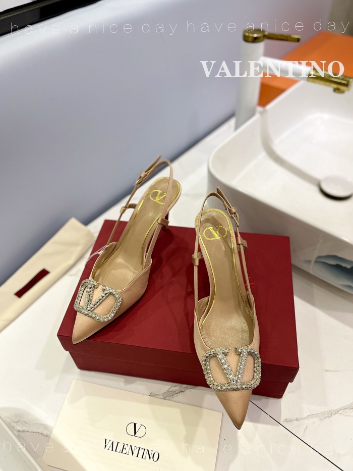 Valentino Vlogo Signature Satin Slingback Pumps Size 35-41 6-Color