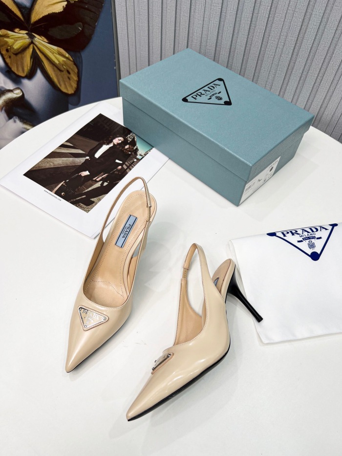 Prada Brushed Leather Slingback Pumps Size 35-41 8-Color