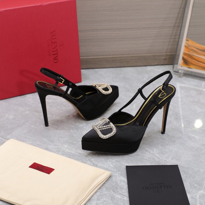 Valentino Vlogo Signature Satin Slingback Platform Size 35-41 5-Color