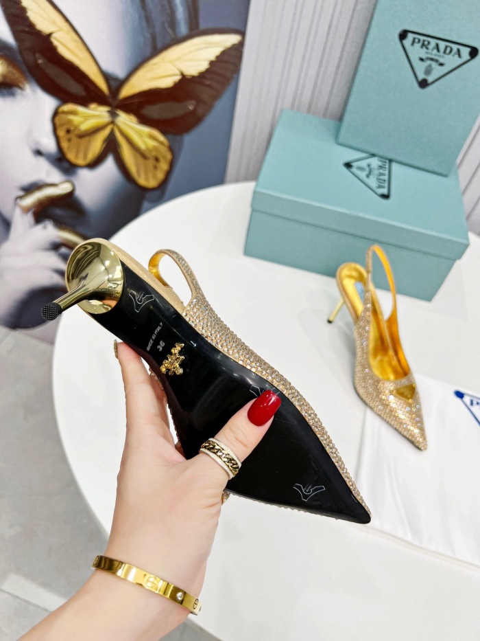 Prada Brushed Leather Slingback Pumps Size 35-41 3-Color