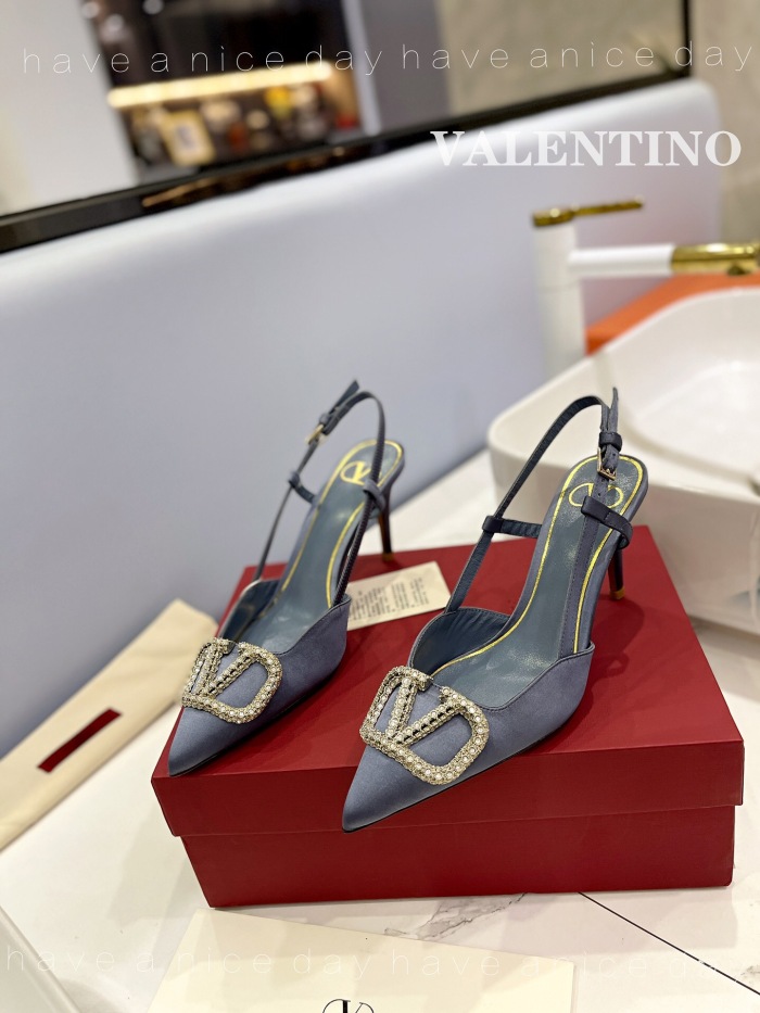 Valentino Vlogo Signature Satin Slingback Pumps Size 35-41 6-Color